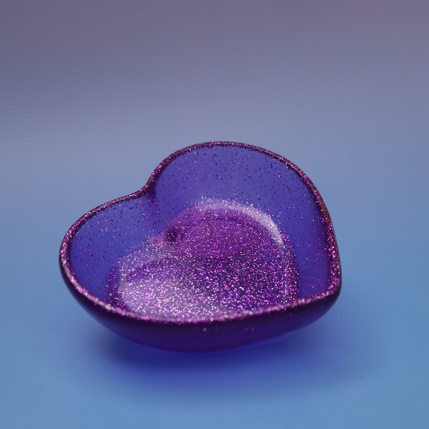 Porta-Joias e Suporte de Vela em Resina – Coração Roxo com Glitter