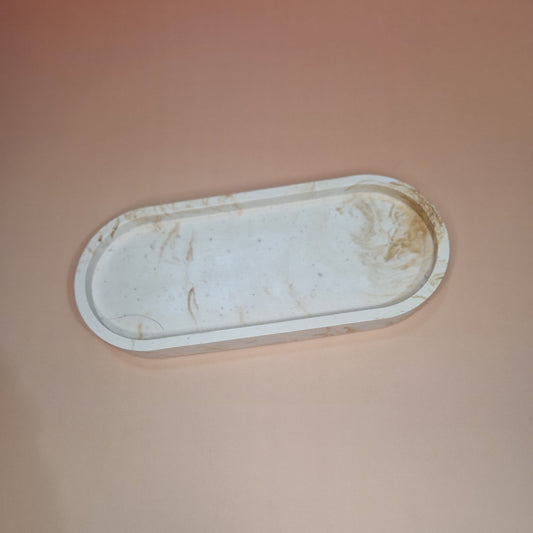 Bandeja Oval em Jesmonite — Mármore Bege