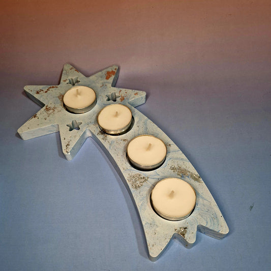 Conjunto Céu Sereno – Porta-Velas Artesanais em Jesmonite (4 Peças)