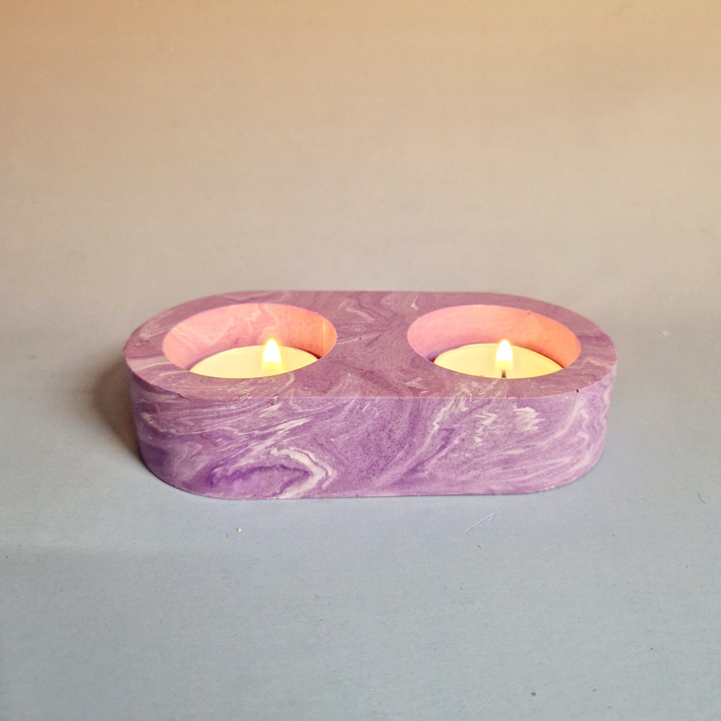 Porta Velas em Jesmonite Marmorizado – 2 ou 3 Velas