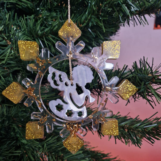 Enfeite de Natal “Floco com Pingente Anjo”