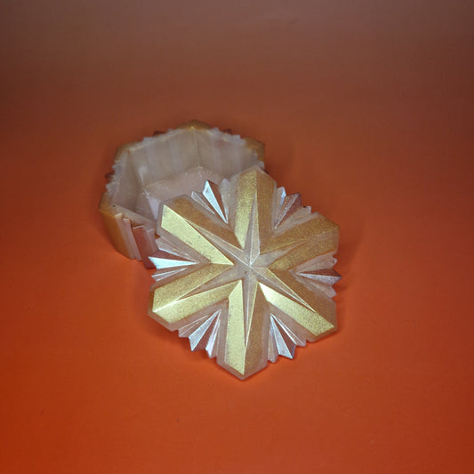 Caixa Decorativa “Floco de Neve” – Ø 10 × 4,5 cm