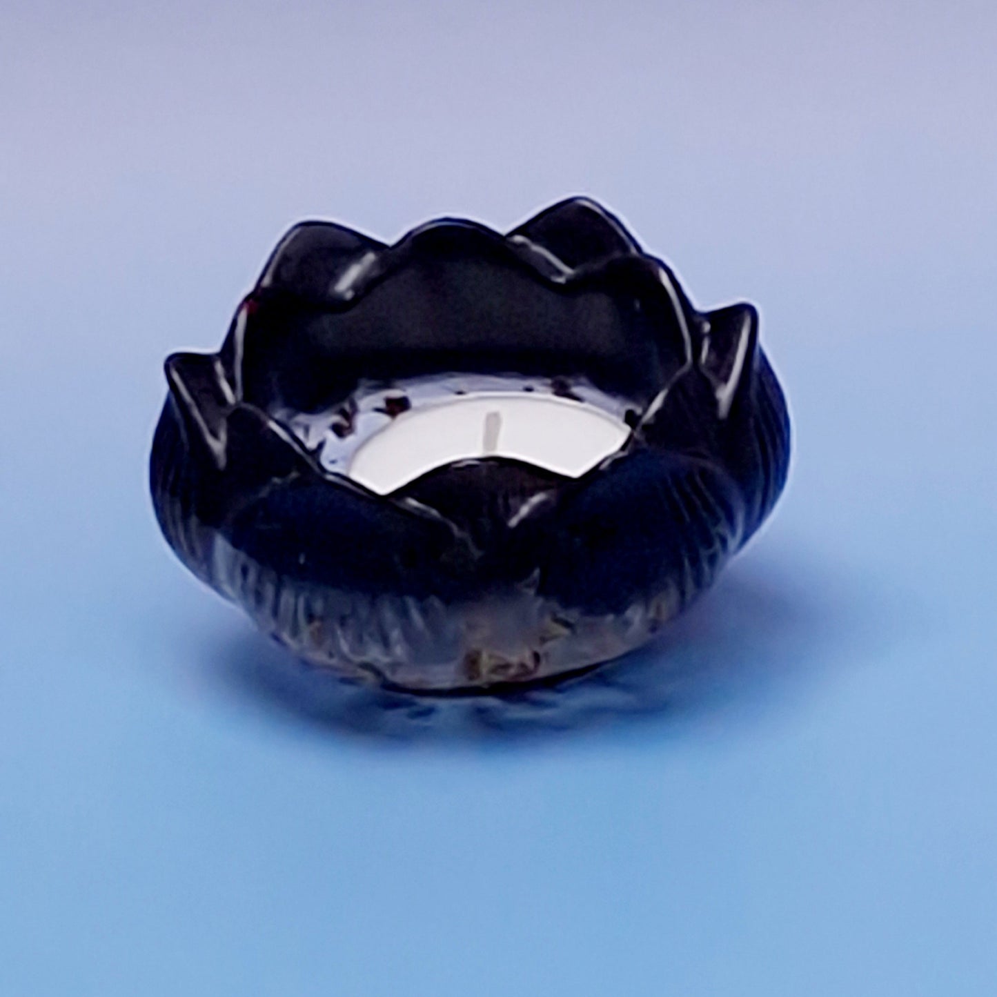 Suporte de Vela Flor Preta Translúcida