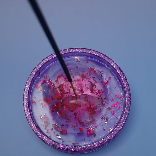 Porta Incenso Boca Roxo com Glitter e Detalhes Rosados