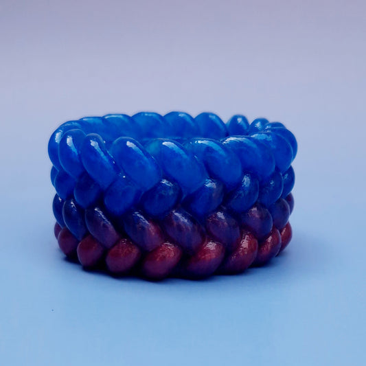 Suporte de Vela Trançado Azul e Vinho