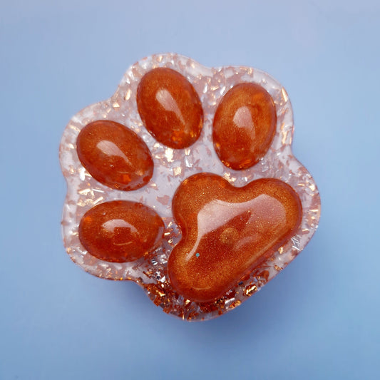 Caixa Decorativa em Resina – Pegada Cobreada com Flocos Metálicos