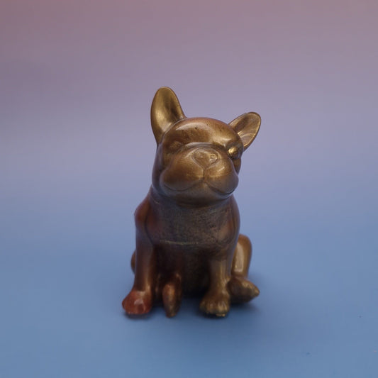 Bulldog Decorativo em Resina — Dourado Metálico