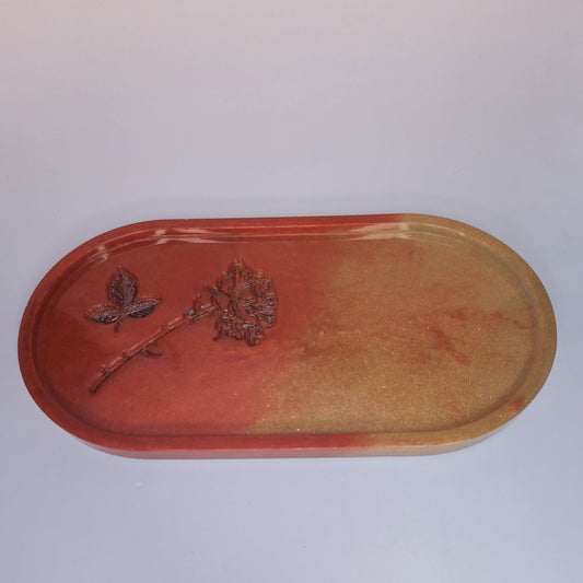 Bandeja Oval com Rosa em Relevo