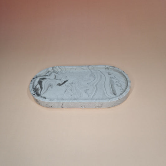 Bandeja Oval Mármore Cinza