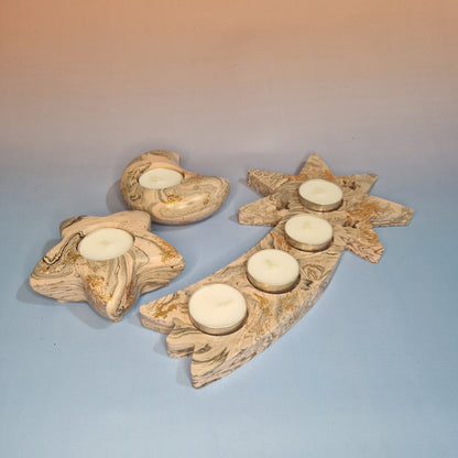 Golden Sky Set – 3 Jesmonite Candle Holders