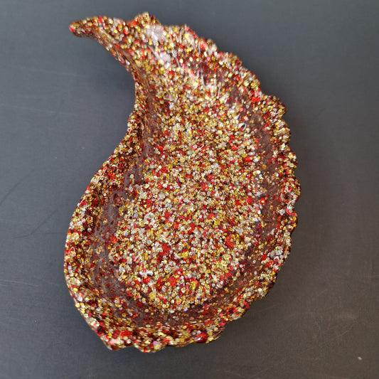 Asa Decorativa em Resina Epóxi – Vermelho, Dourado e Prata (13x8x2,5 cm)