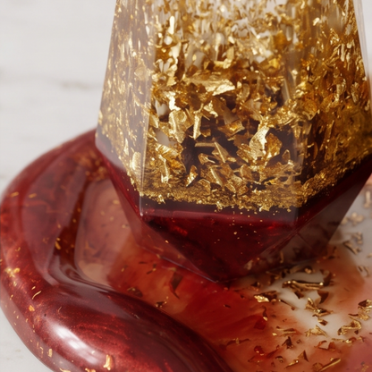 Conjunto de Casa de Banho Bordô e Dourado – Resina Epóxi