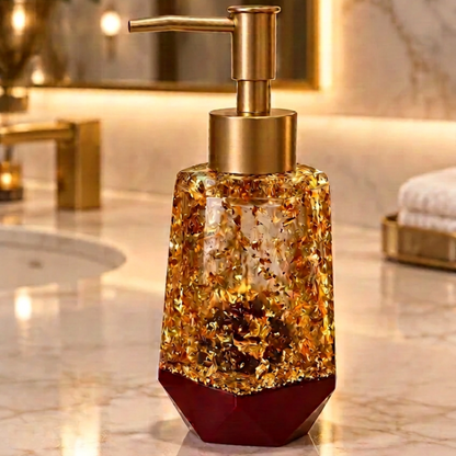 Conjunto de Casa de Banho Bordô e Dourado – Resina Epóxi