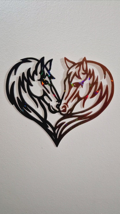 Decoração de Parede Holográfica – Coração com Cavalos