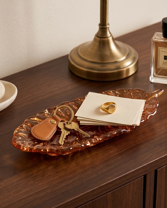Bandeja Decorativa em Resina – Pena Cobre com Dourado