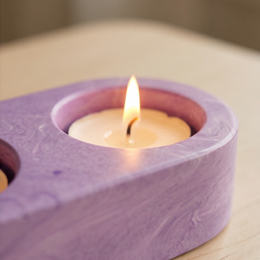 Porta Velas em Jesmonite Marmorizado – 2 ou 3 Velas