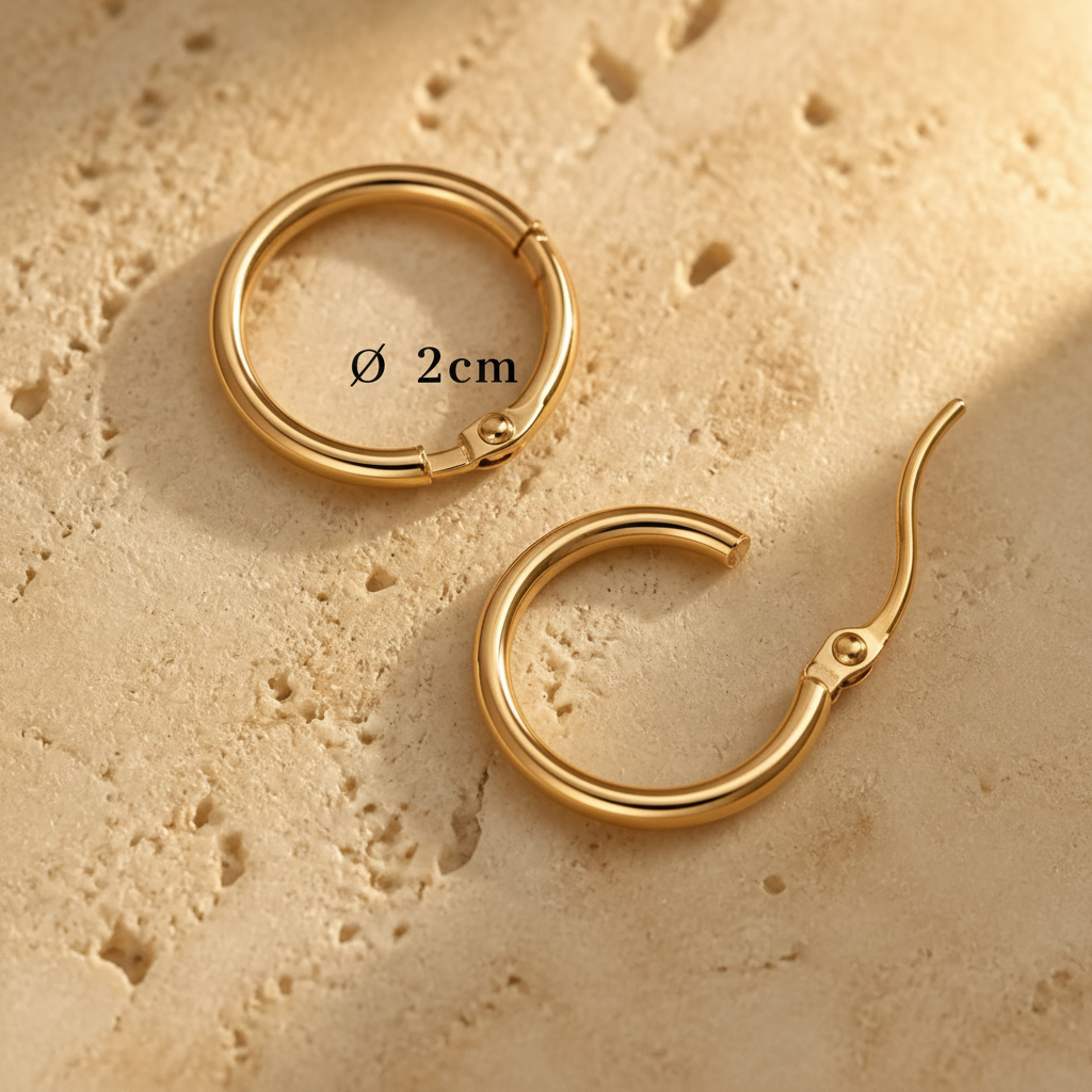 argola redonda aco inoxidavel dourado 2 cm