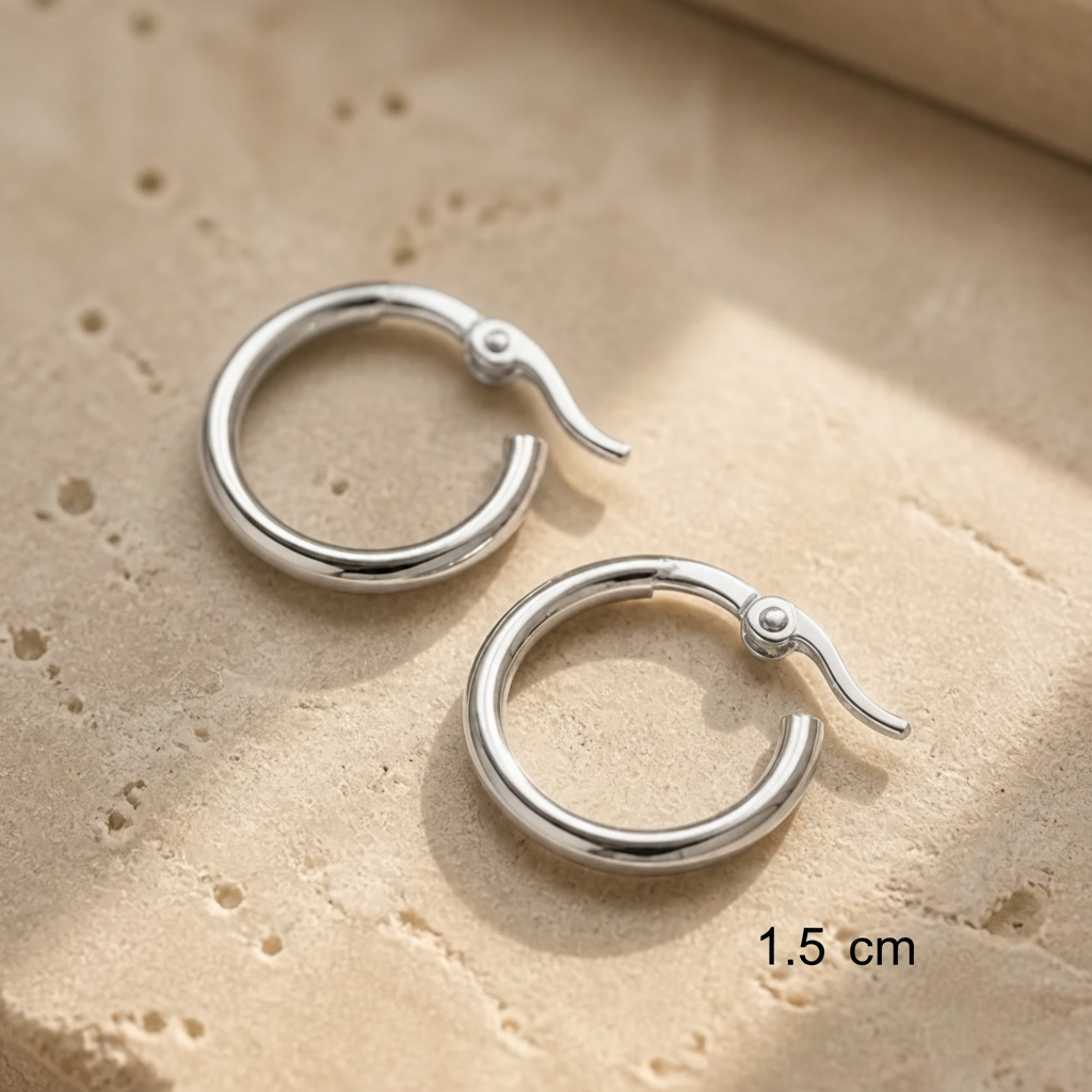 argola redonda prata 1.5 cm
