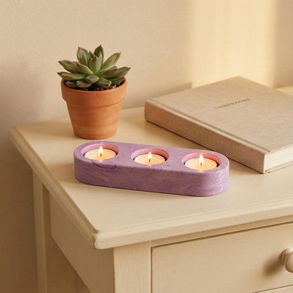 Porta Velas em Jesmonite Marmorizado – 2 ou 3 Velas