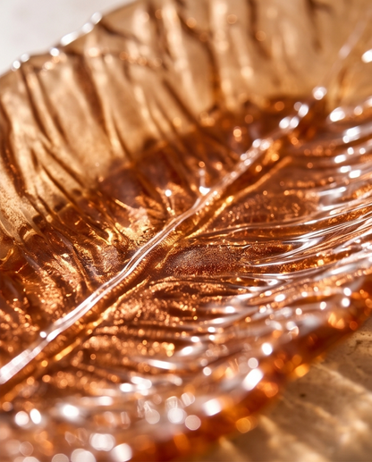 Bandeja Decorativa em Resina – Pena Cobre com Dourado