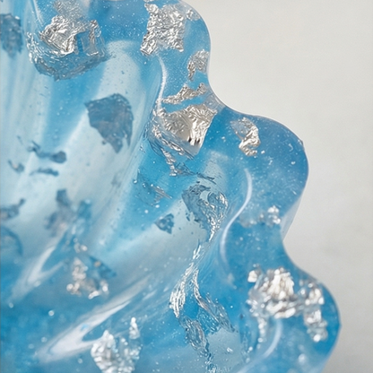 Tigela de Resina Epoxy Azul & Folha Prata