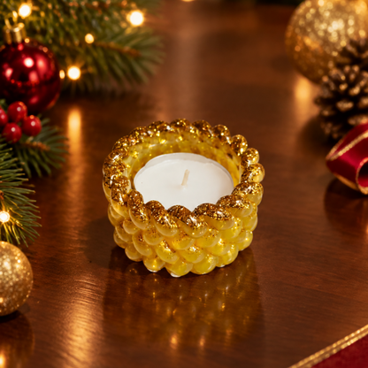 Suporte para Vela Tealight Efeito Corda – Resina Epóxi