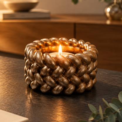 Suporte para Vela Tealight Efeito Corda – Resina Epóxi
