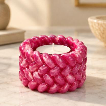 Suporte para Vela Tealight Efeito Corda – Resina Epóxi